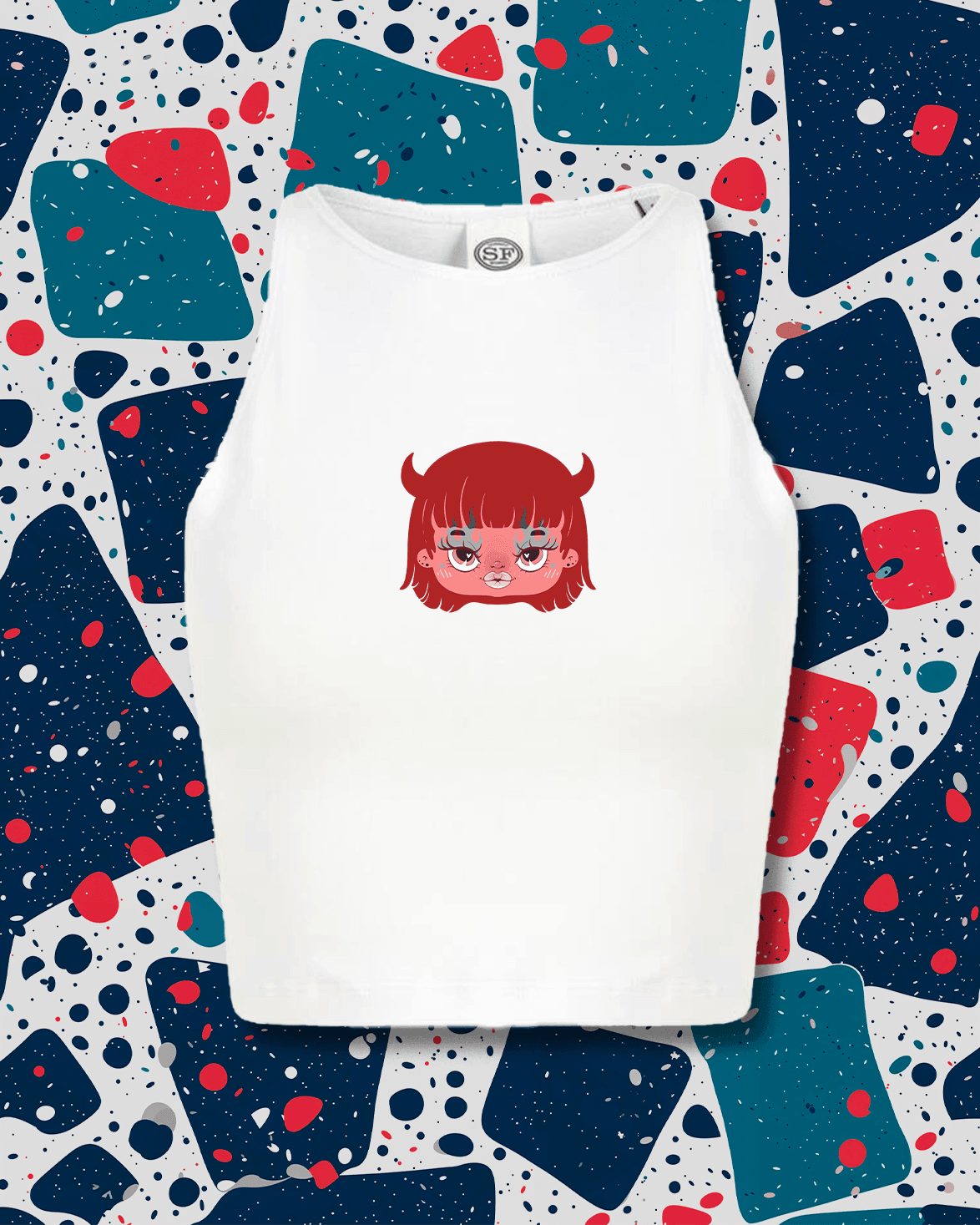 AKA026 cropped top donna stampa diavolo