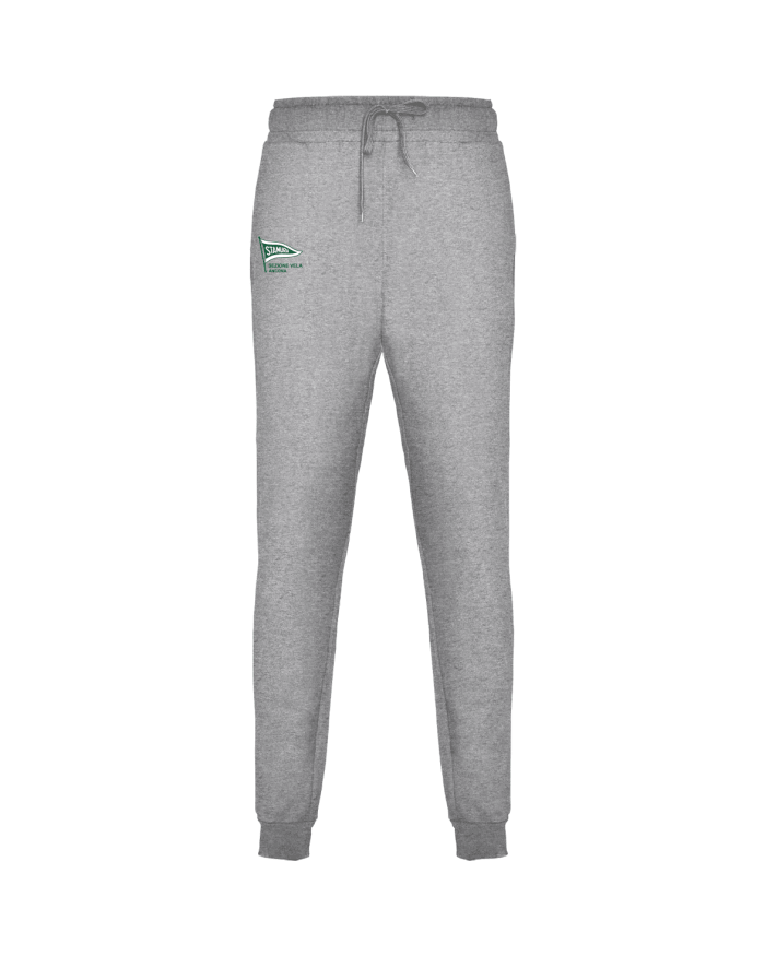 Pantaloni basic grigi Stamura Sezione Vela – fronte con logo ricamato