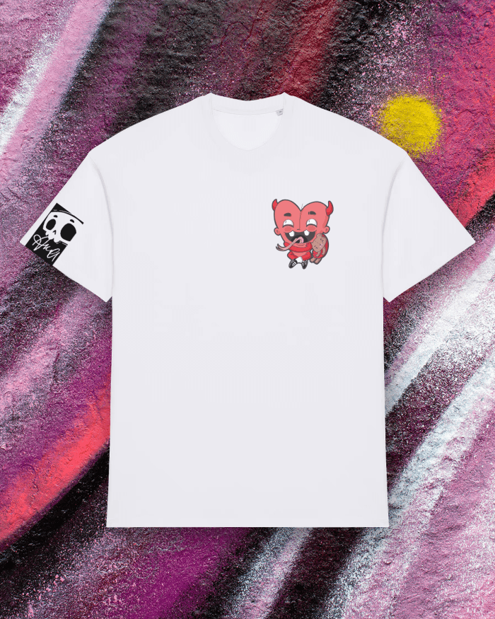 shirt Heart Chiara Akamon x CWART bianca – stampa lato cuore e manica