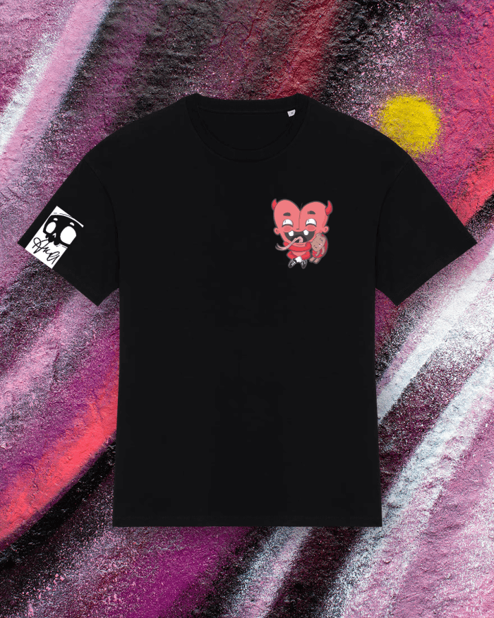 shirt Heart Chiara Akamon x CWART nera – stampa lato cuore e manica
