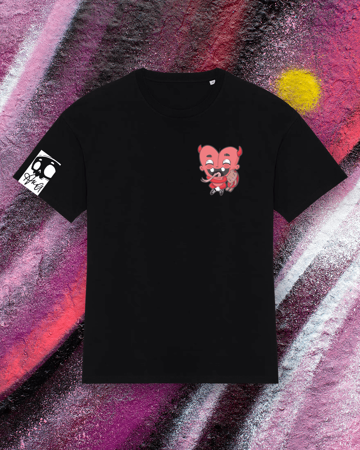 shirt Heart Chiara Akamon x CWART nera – stampa lato cuore e manica