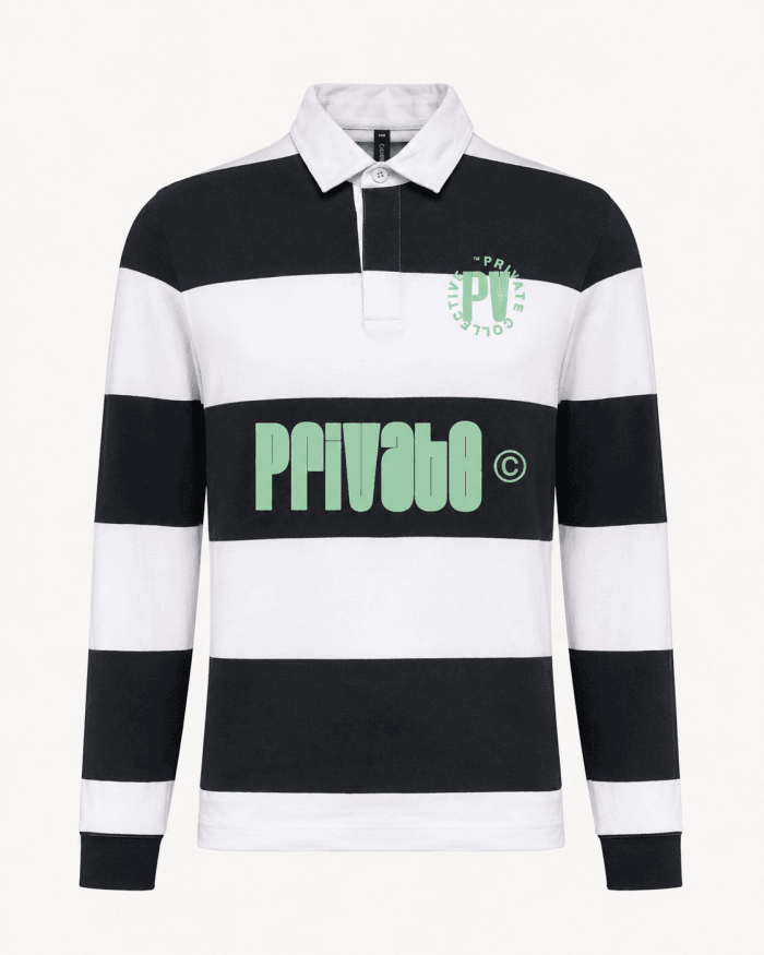 Polo rugby black PRIVATE COLLECTIVE fronte
