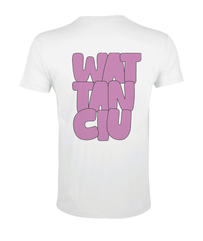 T-shirt Bianca Retro Wattanciu stampa - merchandising ufficiale BanZaiiii