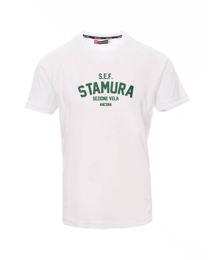T-shirt tecnica sportiva UPF50 Stamura Sezione Vela – manica raglan bianca